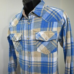 Legendary Whitetails Pearl Snaps Flannel Shirt Plaid Long Sleeve Men Size Medium